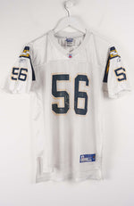 White sports jersey with blue numbers on a white background