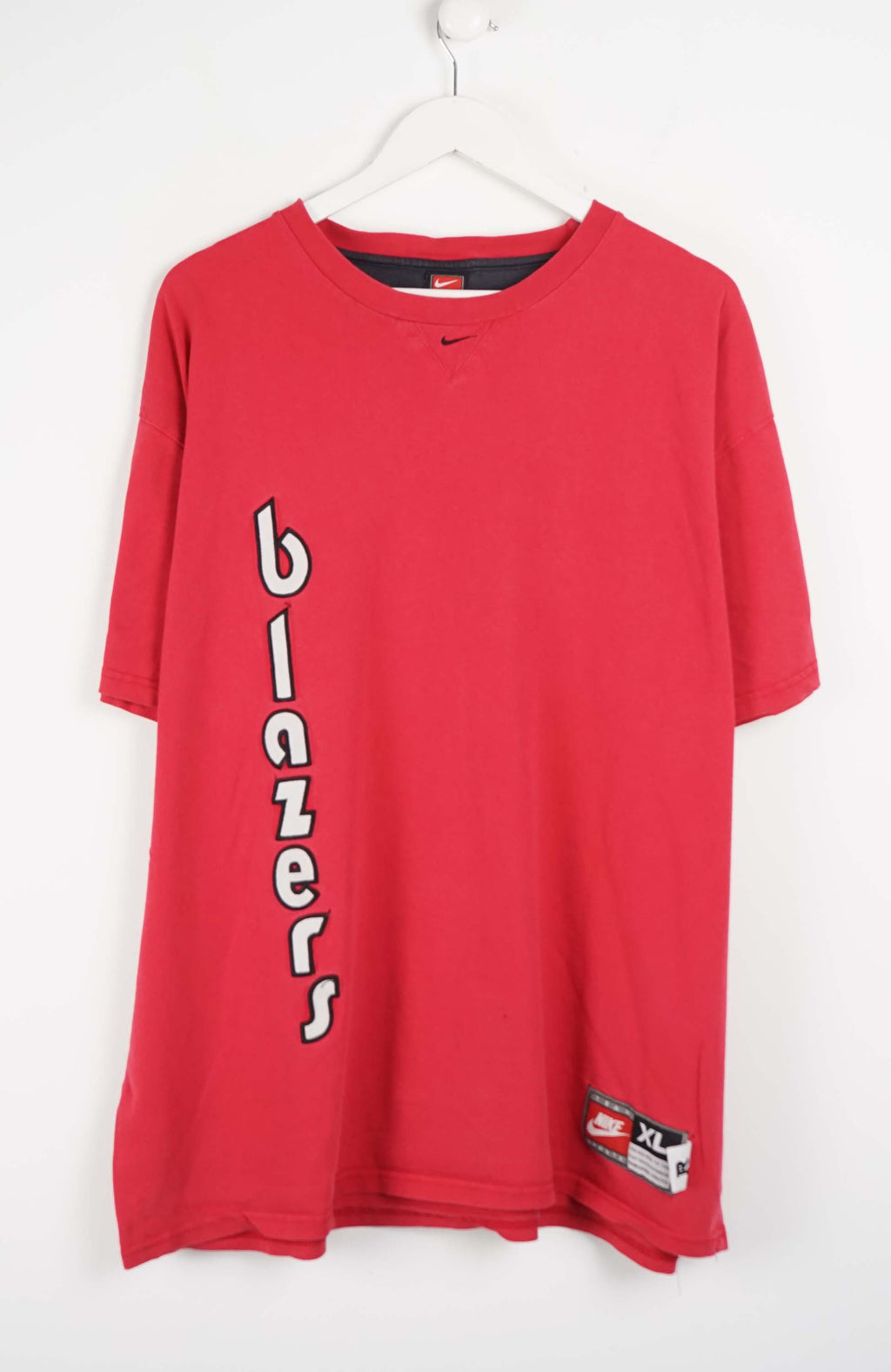 Red t-shirt with 'blazers' text on a white background
