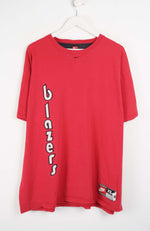 Red t-shirt with 'blazers' text on a white background