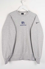 Gray sweatshirt with Nike logo on a white background