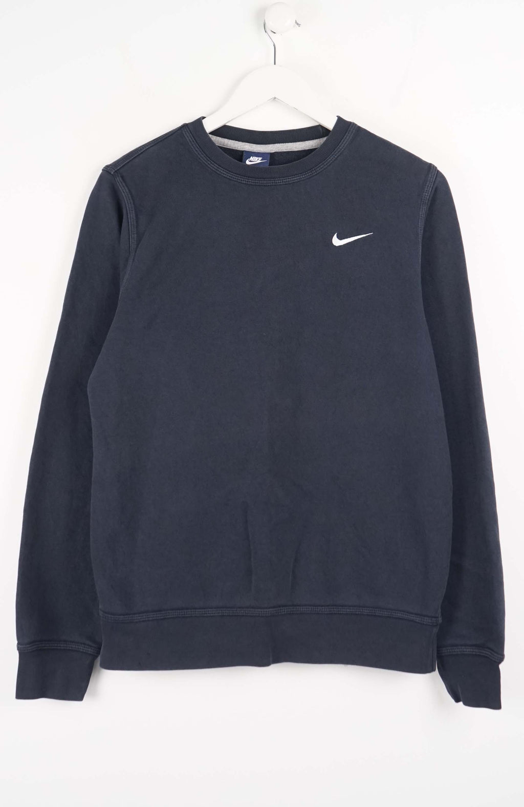 Navy blue sweatshirt with a logo on a white background