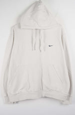Light gray hoodie with a black logo on a white background