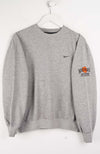 Gray sweatshirt with Nike logo and branding on a white background