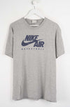 Gray t-shirt with Nike Air Basketball logo on a white background