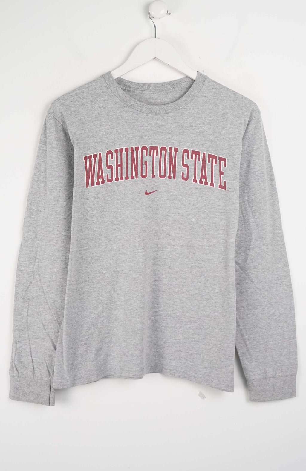 Gray long-sleeve shirt with 'Washington State' text on a white background