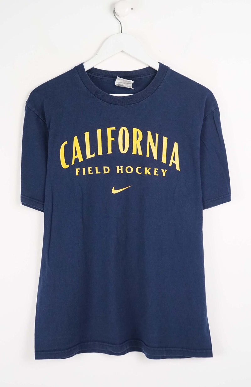 Navy blue t-shirt with 'California Field Hockey' text on a white background