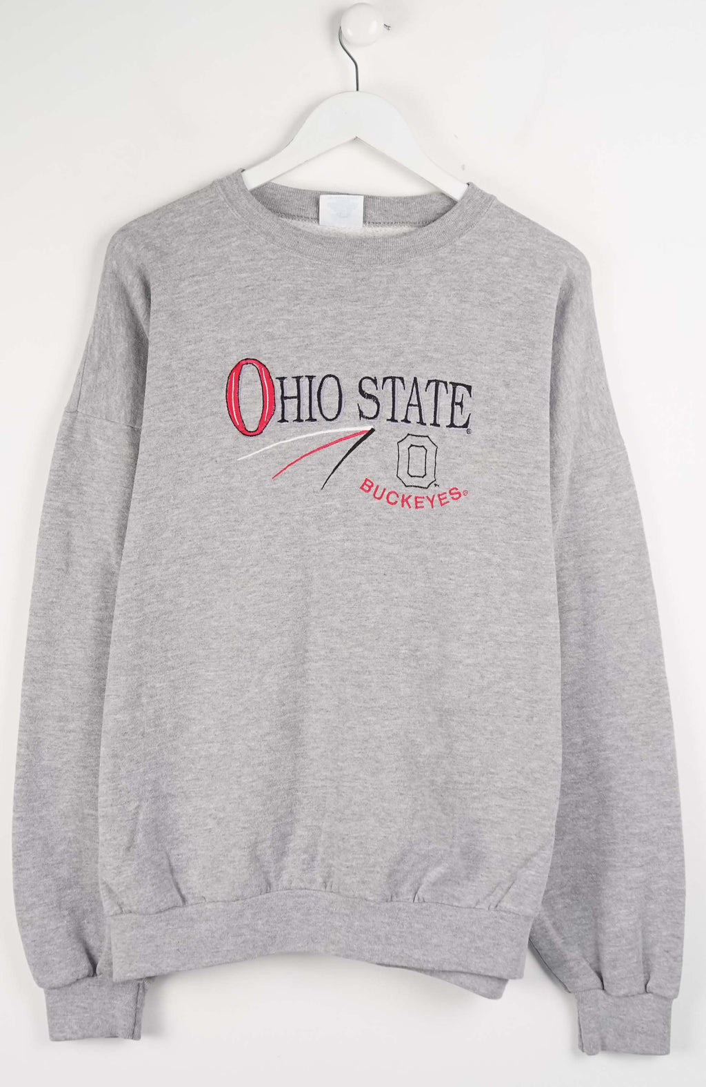 Gray sweatshirt with Ohio State Buckeyes logo on a white background