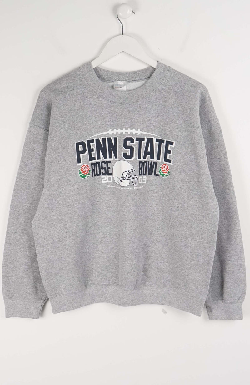 Gray sweatshirt with 'Penn State Rose Bowl' text on a white background
