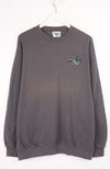 Gray sweatshirt with a logo on a white background