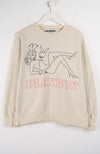 Beige sweatshirt with Playboy graphic on a white background