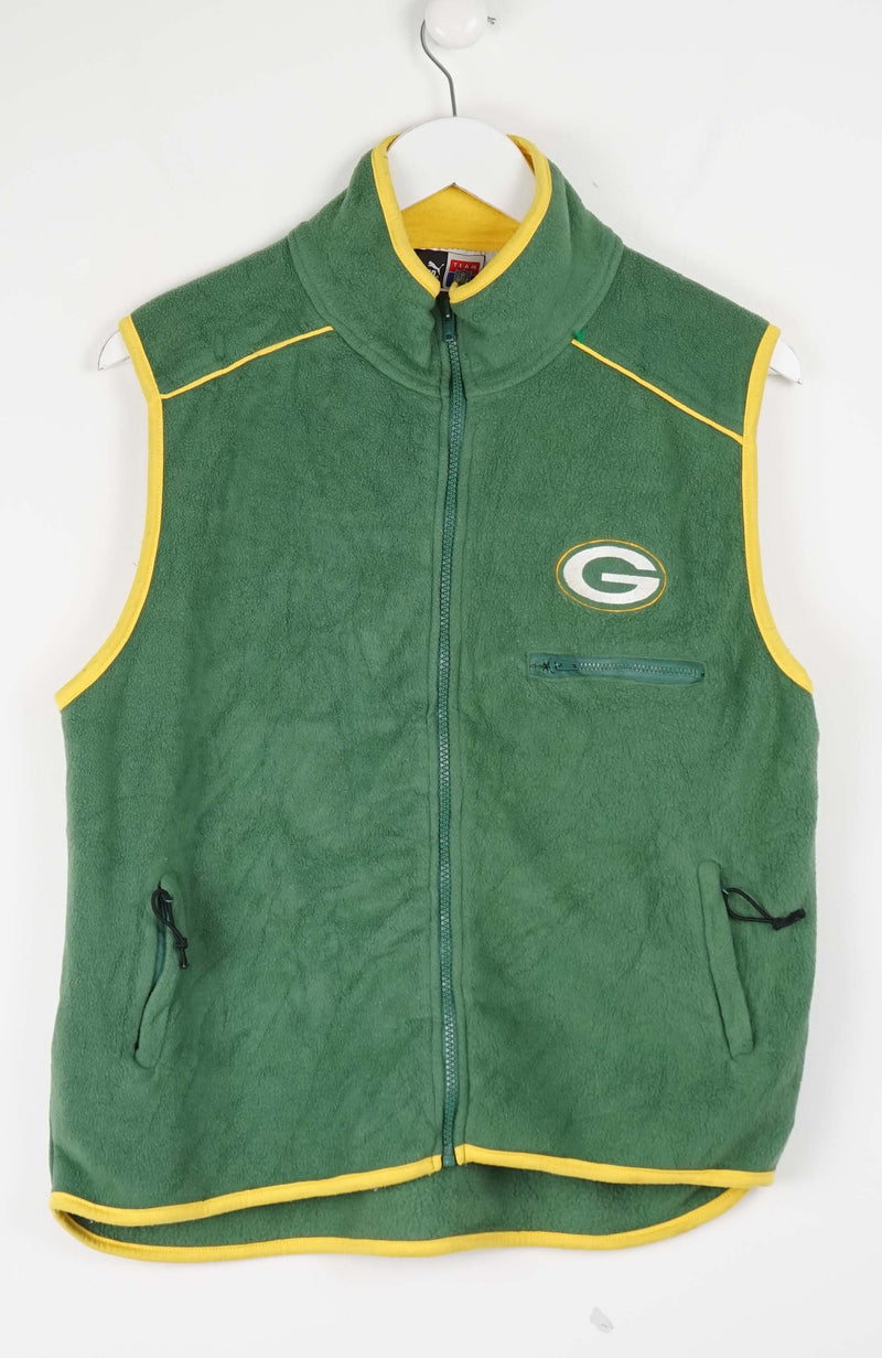 VINTAGE PUMA GREENBAY PACKERS FLEECE VEST SWEATER (S)