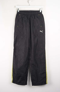 Black pants with a logo on a white background