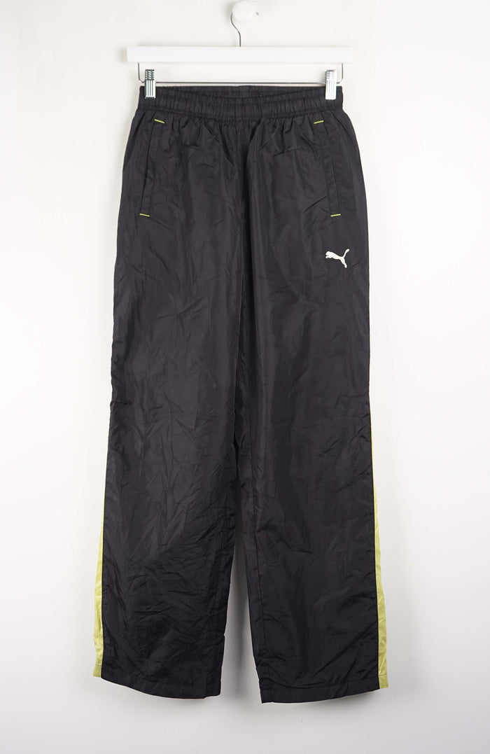 Black pants with a logo on a white background