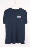 Navy blue t-shirt with Quiksilver logo on a white background
