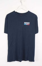 Navy blue t-shirt with Quiksilver logo on a white background