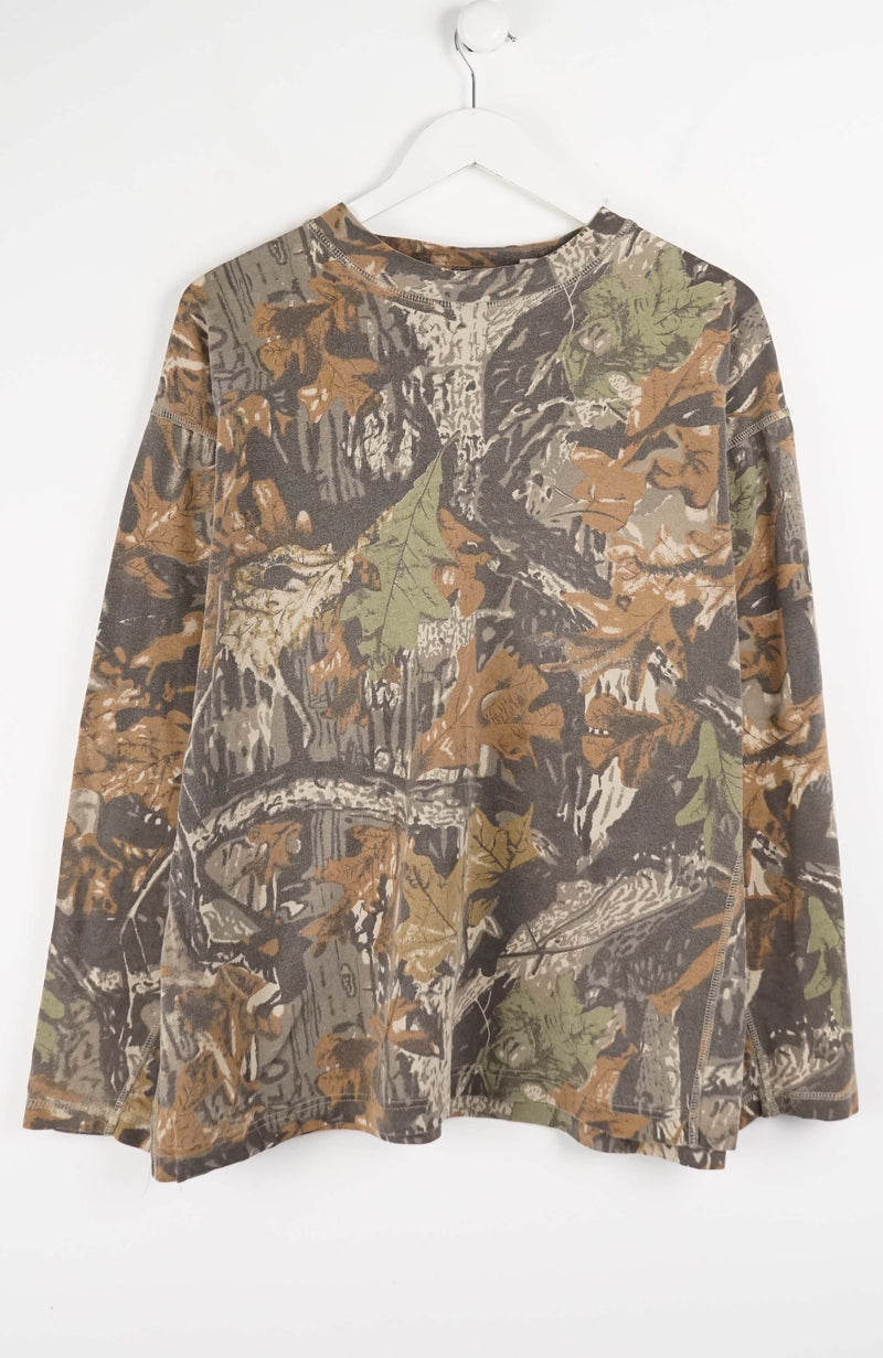 Camouflage-patterned shirt on a white background