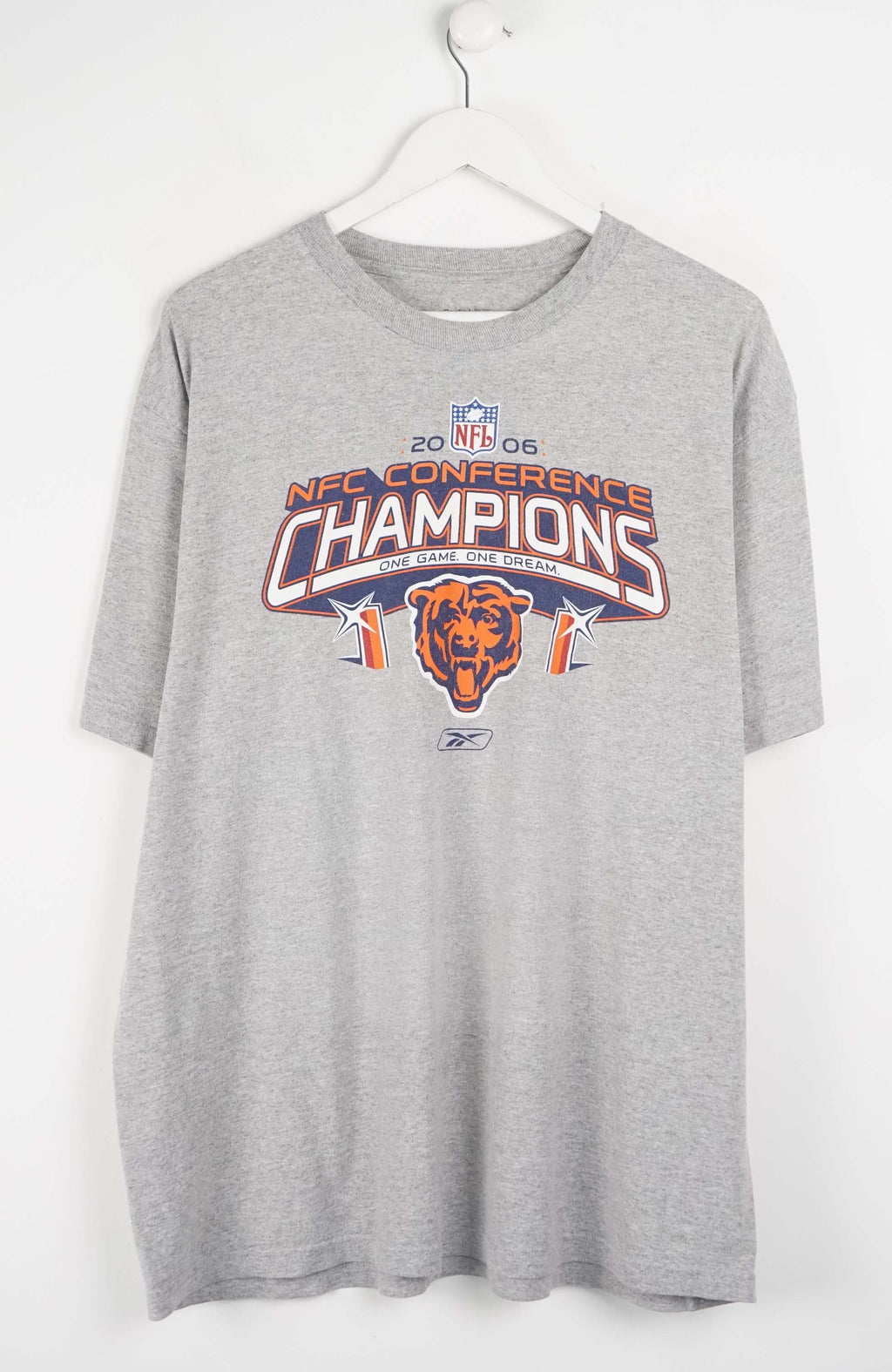 Gray t-shirt with sports league championship design on a white background