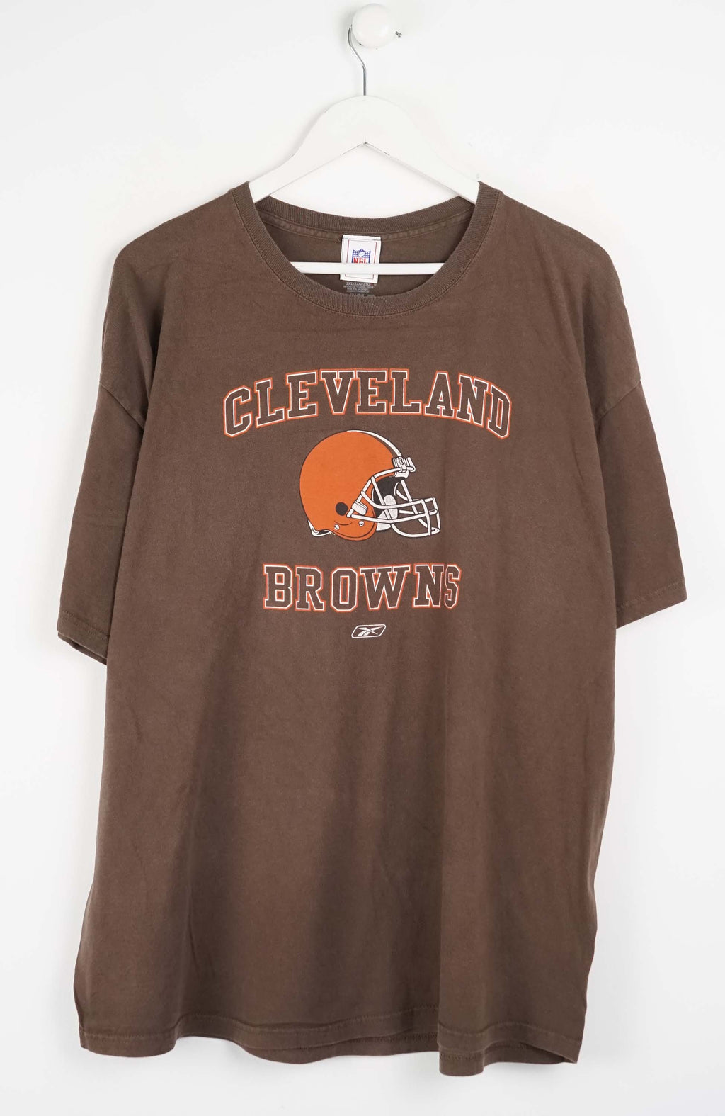 Brown Cleveland Browns t-shirt on a white hanger
