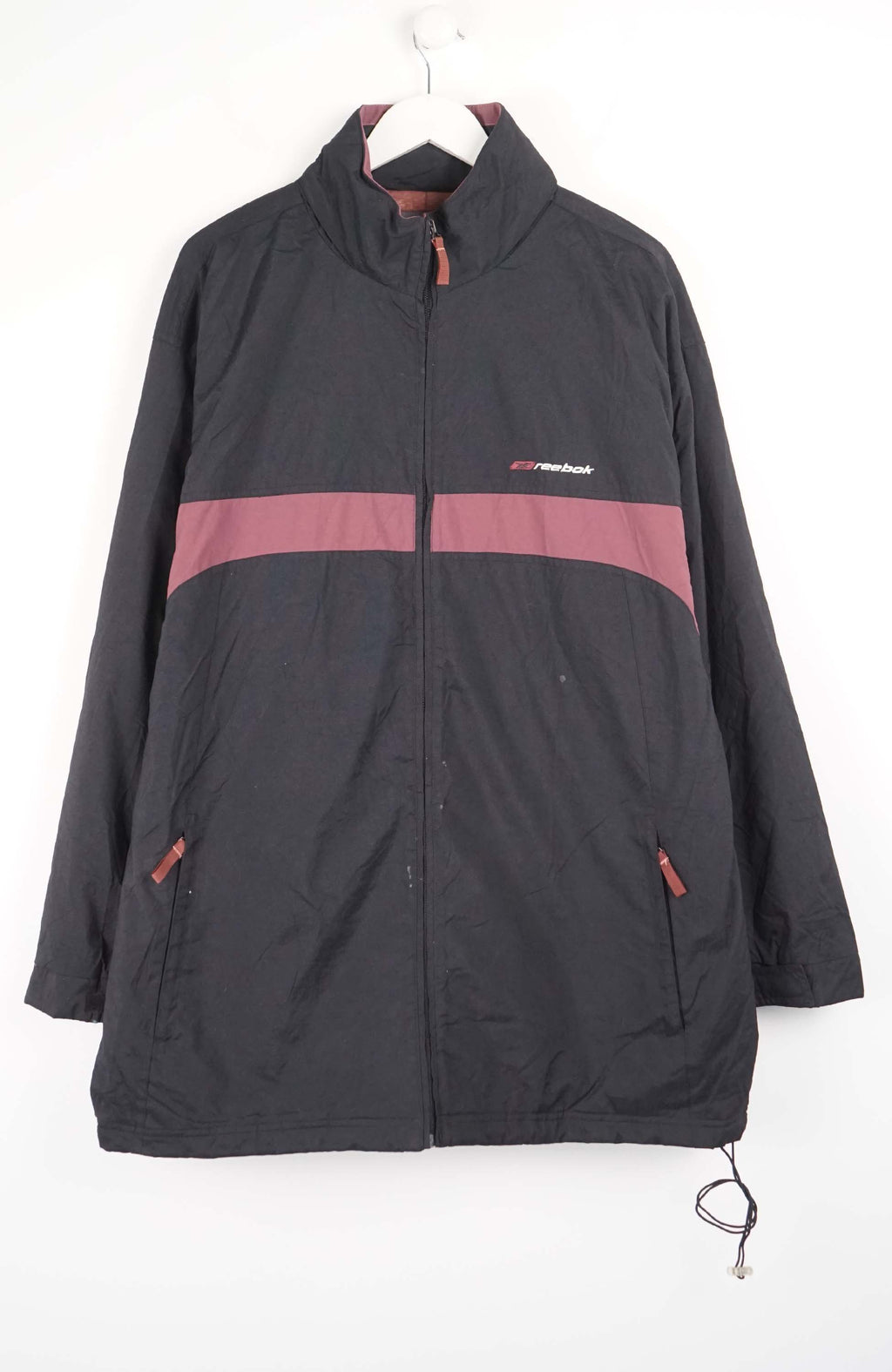 Black jacket with a red stripe on a white background