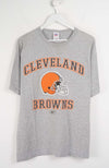 Gray t-shirt with Cleveland Browns logo on a white background