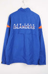 Blue jacket with 'New York Islanders' text on a white background