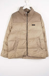 Beige puffer jacket on a white background