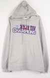 Gray hoodie with Super Bowl Champions text on a white background