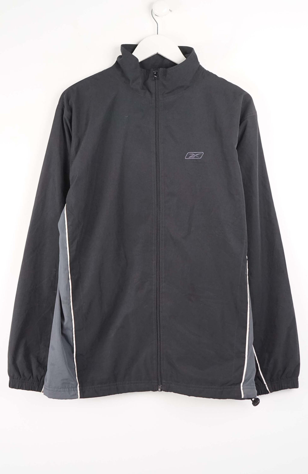 Black jacket with a logo on a white background