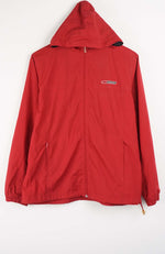 Red jacket with a brand logo on a white background