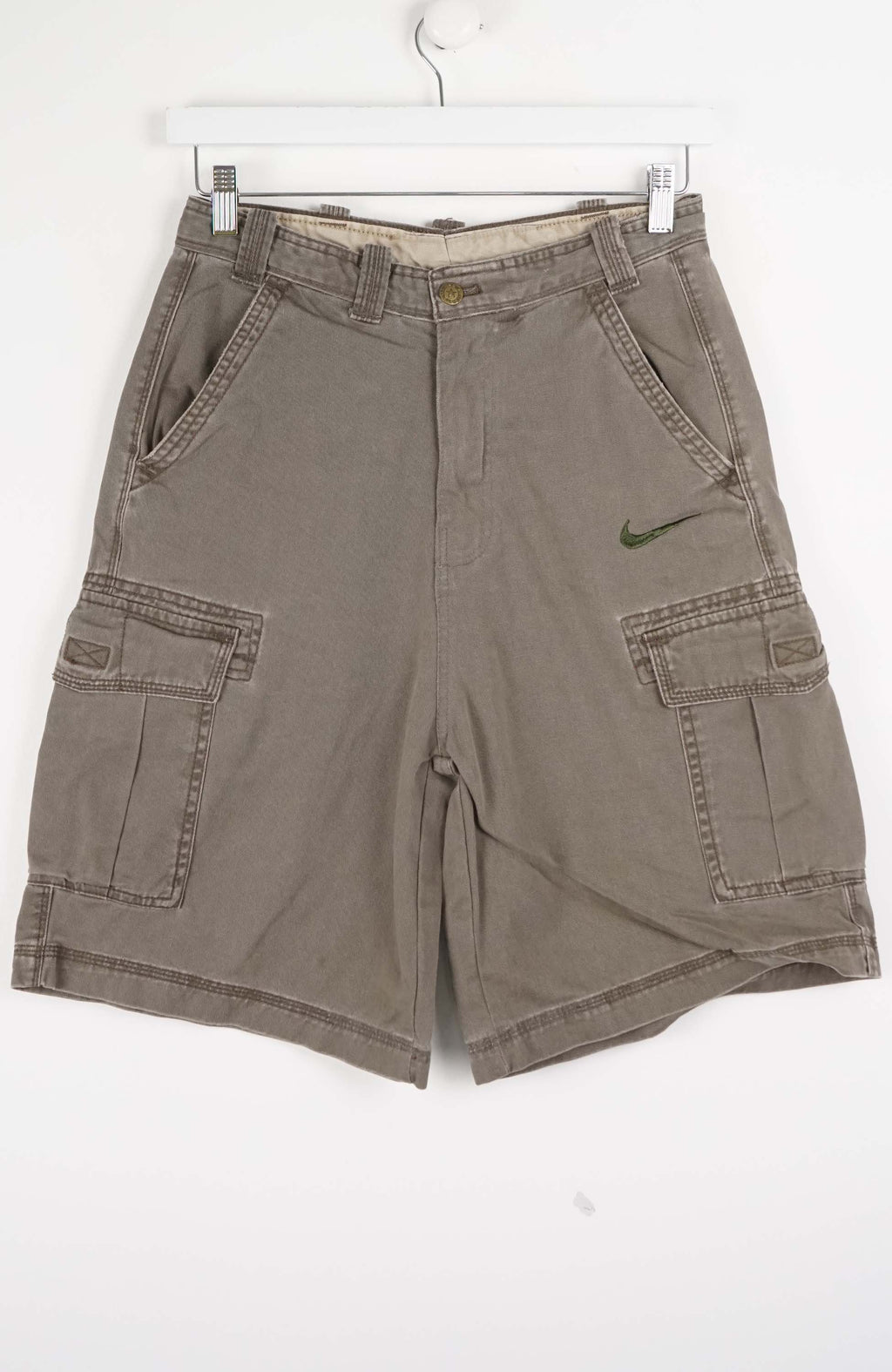 Brown cargo shorts on a white background