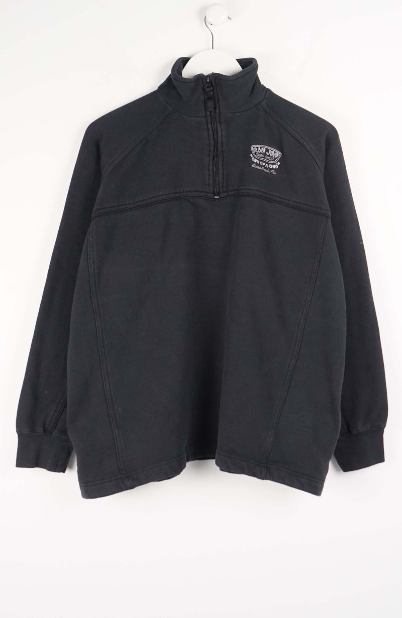 Black pullover with a logo on a white background