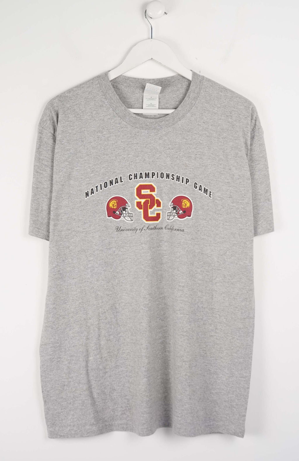 Gray t-shirt with USC logo and text on a white background
