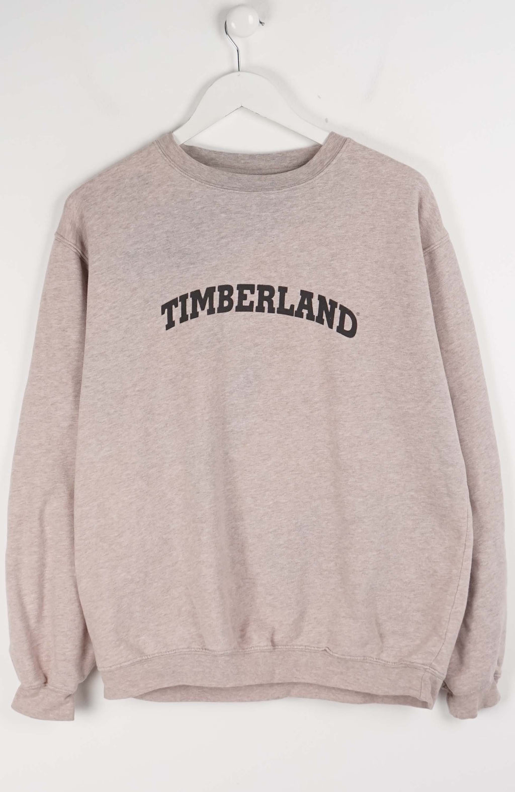 Gray sweatshirt with 'TIMBERLAND' text on a white background