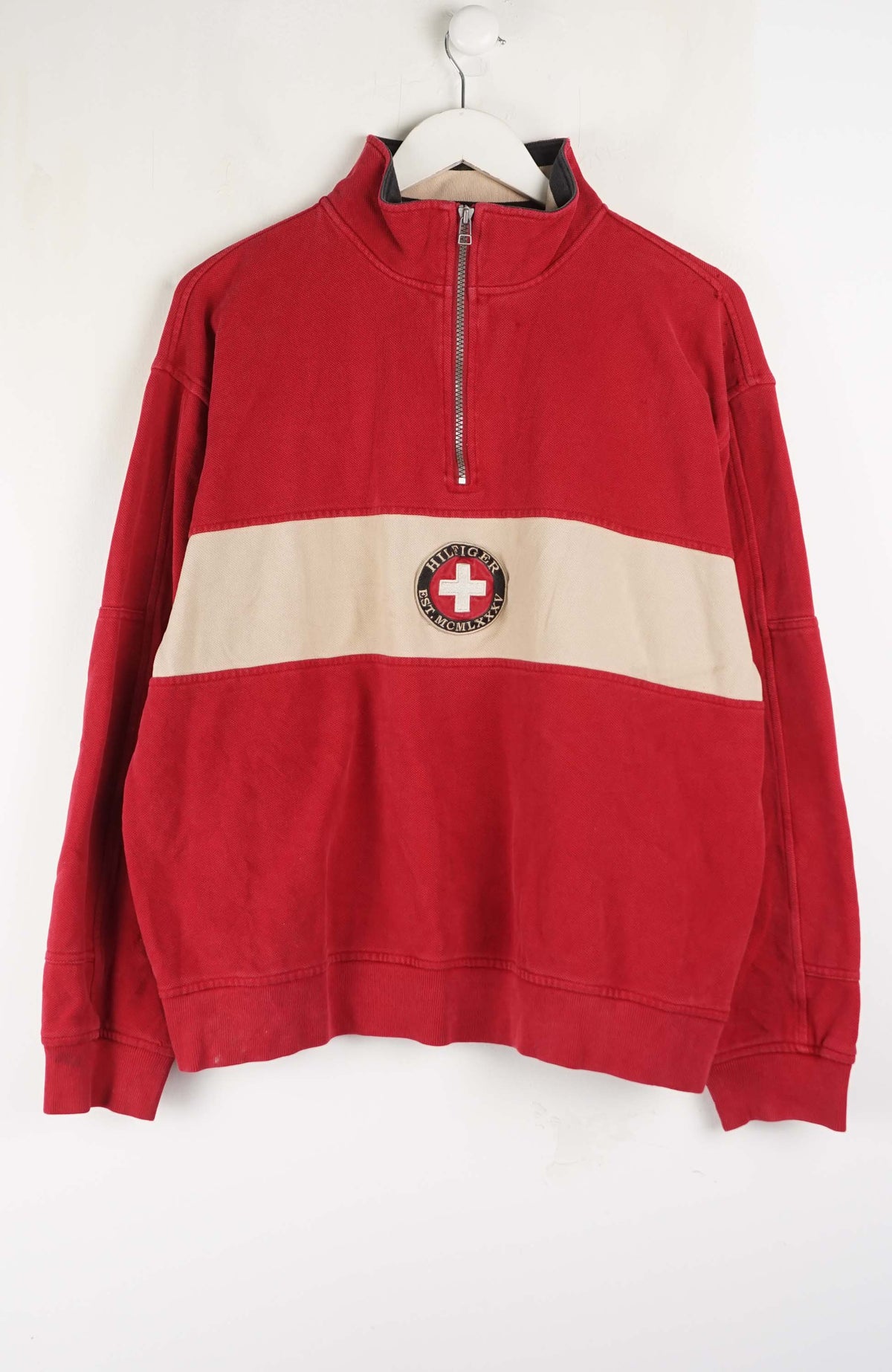 VINTAGE TOMMY HILFIGER 1/4 ZIP SWEATER (M)