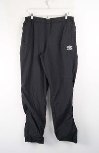 Black pants with a logo on a white background