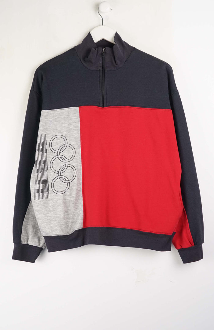 VINTAGE USA OLYMPIC 1/4 ZIP SWEATER (S)