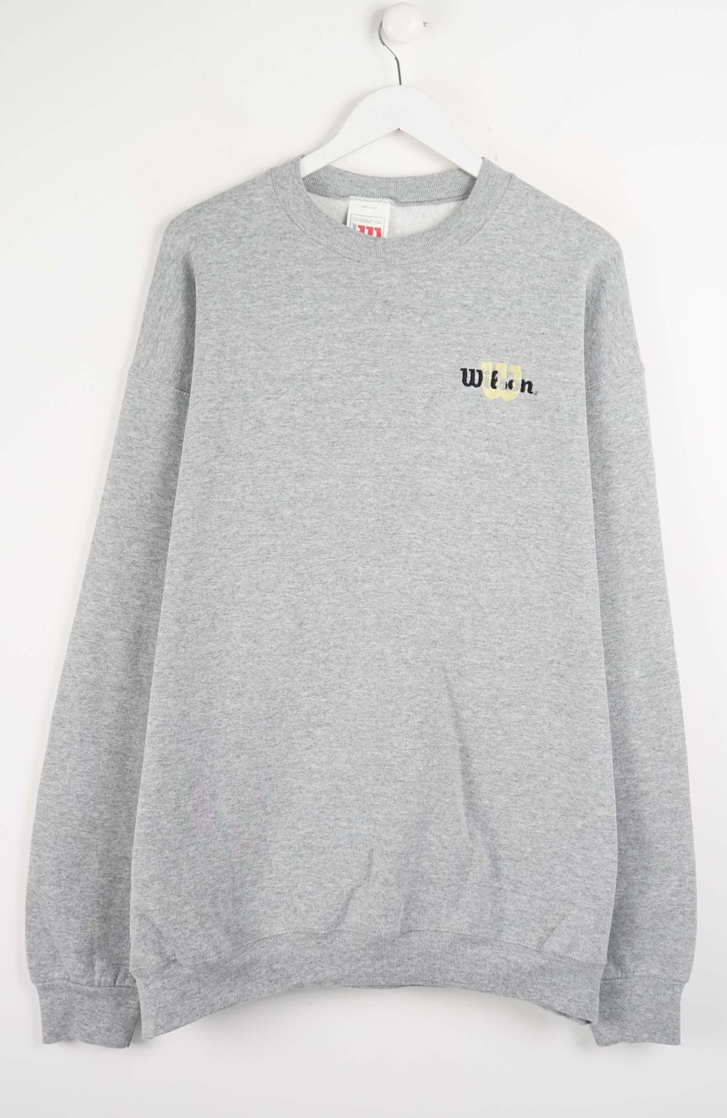Gray sweatshirt with a logo on a white background