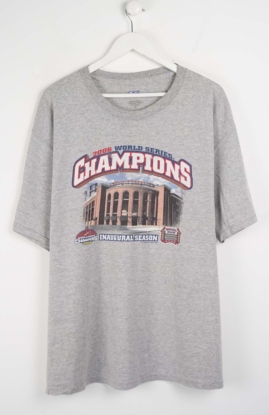 Gray t-shirt with World Series Champions graphic on a white background