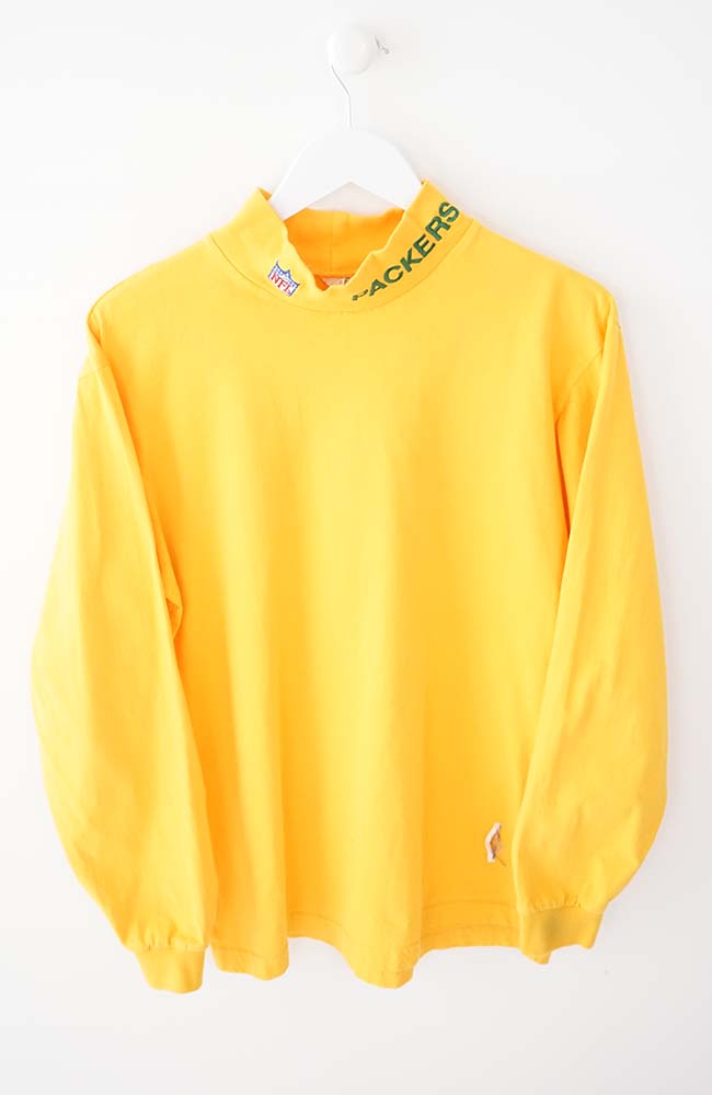 VINTAGE GREEN BAY PACKERS MOCK NECK T-SHIRT (M)